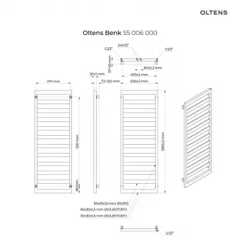 Oltens Benk grzejnik łazienkowy 139x50 cm grafit 55006400 + KOD RABATOWY + Wysyłka 0zł